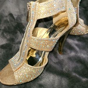 Gold Rhinestone Heels